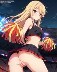 ai_generated anime ass_focus blonde_hair cheerleader cheerleader_outfit ranwai red_eyes sakura-sou_no_pet_na_kanojo shiina_mashiro stable_diffusion