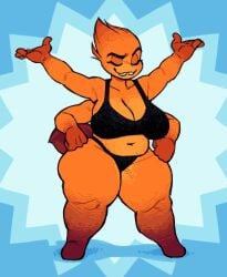 1girls 2d 2d_(artwork) 4_fingers anthro arms_out arms_up bbw belly belly_button big_breasts bikini bikini_bottom bikini_top black_bikini black_bra black_panties blue_background bra breasts calves chubby chubby_anthro chubby_female cleavage closed_eyes closed_mouth closed_smile digital_drawing_(artwork) digital_media_(artwork) eyelashes female female_focus female_only furry hands_on_hips huge_breasts ms._tarantula_(the_bad_guys) nub_feet orange_body orange_fur orange_hair panties pose round_teeth scarofsilver shortstack simple_background smile spider tagme tarantula the_bad_guys thick_legs thick_thighs thighs wide_hips