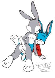 age_difference anal balls blue_fur bugs_bunny bunny_boy buster_bunny creampie cum_inside cute dick f1nxx fluffy furry grey_fur incest iztli looney_tunes male/male missionary_position rabbit tiny_toon_adventures warner_brothers