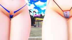 3d anastasia123mmd bikini micro_bikini reimu_hakurei sanae_kochiya tagme touhou