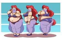 ariel ariel_(the_little_mermaid) ass axel-rosered bbw belly_dancer belly_dancer_outfit disney disney_princess fat fat_ass fat_butt morbidly_obese obese obese_female the_little_mermaid