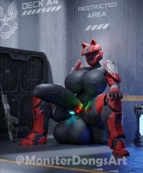 3d armored_female big_ass big_balls big_breasts big_cock crate faceless_character faceless_female futa_only futanari giantess_growth growth growth_sequence halo_(game) halo_(series) helmet_covering_face monsterdongsart nipple_bulge red_armor skin_tight spartan_female storage_room tall_girl third-party_source tight_clothing