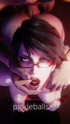 1boy 1girls 3d ambiguous_penetration animated artist_name ass bayonetta bayonetta_(character) bayonetta_2 bent_over bouncing_breasts clapping_cheeks doggy_style fishhooking from_above fucked_from_behind glasses hetero looking_at_viewer megane moaning pale-skinned_female pale_skin pickleballssy plap_(sound) saliva sex short_hair shorter_than_10_seconds sound swaying_breasts tagme vertical_video video