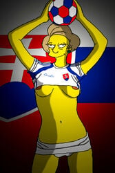 bad_anatomy ball breasts claudia-r clothes color edna_krabappel female female_only front_view garbage human nipples piercing soccer_ball solo standing the_simpsons traced