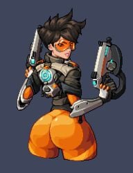 ass ass big_ass big_butt blizzard_entertainment emadart overwatch overwatch_2 pixel_art short_hair tagme tight_clothing tracer