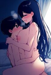 ai_generated big_sister breasts brother_and_sister incest intimate little_brother long_hair lotus_position mari_(omori) older_female older_sister_younger_brother sex sitting sitting_on_lap sitting_on_person sunny_(omori) sweat sweating sweaty sweaty_incest sweaty_sex younger_brother younger_male