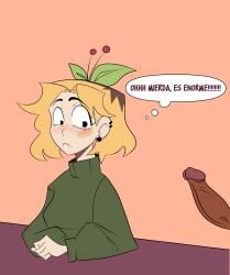 big_penis blonde_hair blush cherri_(cherrisaurio) chibi comic comic_page cute dark_skin hispanic_youtuber penis short_hair spanish spanish_dialogue spanish_text youtube_hispanic youtuber