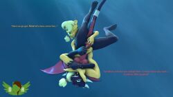 3d applejack_(mlp) breasts cynder fingering friendship_is_magic my_little_pony sex spyro_the_dragon underwater