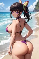 ai_generated ass beach big_butt bikini breasts demon_slayer kimetsu_no_yaiba pawg tits tsuyuri_kanao