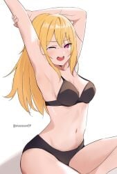 1girls areolae arm_up armpits bare_arms bare_belly bare_chest bare_knees bare_legs bare_midriff bare_shoulders bare_skin bare_thighs belly belly_button black_bra black_panties black_underwear blonde_female blonde_hair blonde_hair_female bra breasts cleavage collarbone dot_nose elbows exposed exposed_armpits exposed_arms exposed_belly exposed_breasts exposed_legs exposed_midriff exposed_nipples exposed_shoulders exposed_thighs exposed_torso eyebrows_visible_through_hair female female_focus female_only fingernails fingers groin hair_between_eyes hand_on_arm hand_on_own_arm hand_up high_resolution highres hoshino_ruby hourglass_figure knees legs light-skinned_female light_skin long_hair looking_at_viewer medium_breasts mocosen09 naked naked_female navel nipples nude nude_female one_eye_closed open_mouth oshi_no_ko panties purple_eyes purple_eyes_female shoulders sideboob simple_background sitting sitting_on_floor sitting_on_ground slender_body slender_waist slim_girl slim_waist solo stretching stretching_arms student teenager thick_thighs thighs thin_waist tongue underwear upper_body upper_teeth white_background wide_hips