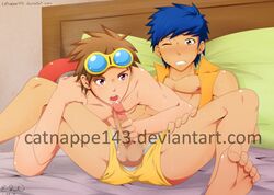 2boys catnappe143 digimon digimon_tamers erection gay henry_wong human human_only lee_jianliang male male/male male_only multiple_males tagme takato_matsuki watermark yaoi