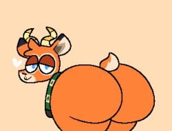 alexdogg_72 animal_crossing antlers ass beau_(animal_crossing) big_ass big_butt black_nose blue_eyes butt deer furry green_sweater half-closed_eyes heart heart_symbol horns male male_only nintendo orange_body orange_fur orange_skin plain_background presenting presenting_hindquarters simple_background smile smiling smiling_at_viewer solo solo_focus solo_male sweater tagme tail white_heart