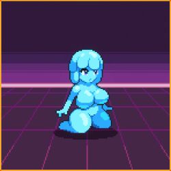 animated big_breasts blue_eyes game_cg naked no_nipples pixel_animation pixel_art slime slime_girl spirit_valley thick_thighs