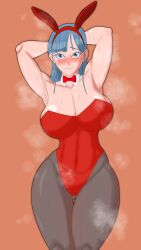 bowtie bulma_briefs bunny_ears bunnysuit dragon_ball dragon_ball_z female female_only huge_ass huge_breasts looking_at_viewer ryle_k sweating