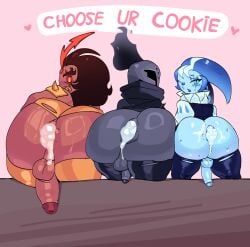 after_sex big_ass big_penis burning_spice_cookie cookie_run cookie_run_kingdom cum_in_ass cum_inside femboy filled_ass group_sex humanoid male shadow_milk_cookie silent_salt_cookie small_dick threesome