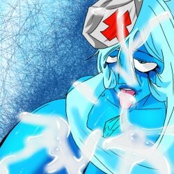 big_ass big_breasts big_butt blue_diamond_(steven_universe) cum cum_everywhere cum_in_mouth cum_on_breasts cum_on_face cumshot larger_female makeup messy_makeup nurse_cap nurse_clothing nurse_hat nurse_uniform steven_universe tongue tongue_out