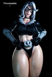 3d 3d_(artwork) belt big_breasts big_thighs black_cat_(fortnite) black_cat_(marvel) blue_eyes choker felicia_hardy fortnite fortnite:_battle_royale marvel marvel_comics mask spider-man_(series) thiccomantis thick_hips thick_legs thick_thighs white white_hair