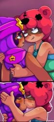 1boy1girl anniebs brawl_stars kissing nita_(brawl_stars) sandy_(brawl_stars) sloppy_kiss spit tagme