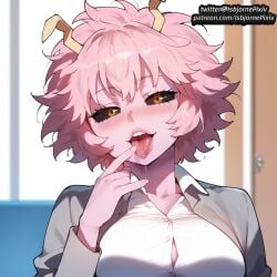 1boy ai_generated black_sclera boku_no_hero_academia cheerleader cheerleader_uniform dark_skin dark_skinned_male female huge_ass huge_cock interracial large_ass large_breasts large_penis light_skin light_skinned_female mina_ashido my_hero_academia pink_eyes pink_hair