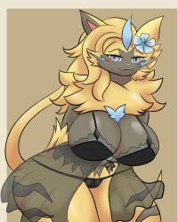 aurora_(nbanoob) big_breasts breasts cleavage female flofluffy1 furry huge_breasts pokemon pokemon_(species) tagme thick_thighs wide_hips zeraora