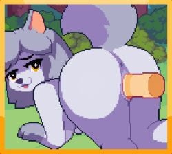 animated anthro big_ass big_breasts doggy_style furry game_cg gif gray_fur pixel_animation pixel_art spirit_valley thick_thighs vaginal_penetration wolf_girl