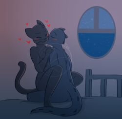 alligator anthro bea_santello bed blush crocodilian cute distracting_watermark duo feline female heart hi_res kissing mae_borowski mammal multi_nipple night_in_the_woods nipples nude reptile scalie sinfullysweet-tea watermark window yuri