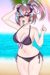 1girls beach big_breasts bikini blush breasts day emikukis latam_virtual_youtuber long_hair multicolored_hair outdoors pink_hair public sky_blue_hair solo_female tagme thighs virtual_youtuber vtuber vtuberfanart wicho_mask