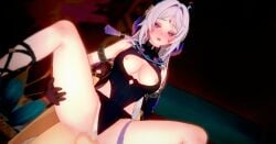 1boy 1girls 3d aether_(genshin_impact) censored citlali_(genshin_impact) holding horny_female koikatsu long_hair mihoyo pleasure_face sex straight unknown_artist vaginal_penetration vaginal_sex