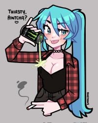 1girls cigarette female female_only flannel_shirt hatsune_miku knic_toons midwest_miku smoking solo vocaloid