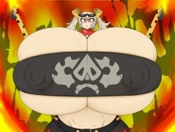 burnice_white fire huge_breasts hyper_breasts necrobern nipples_visible_through_clothing zenless_zone_zero