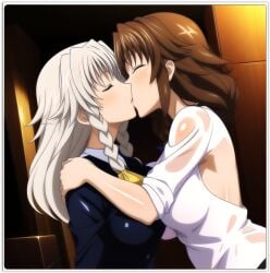 2females ai_generated grayfia_lucifuge high_school_dxd lesbian_couple lesbian_kiss lesbian_sex venelana_gremory yuri yuri yuri