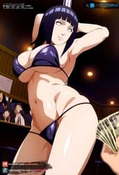 ai_generated arms_up big_ass big_breasts bikini curvy curvy_figure dark_blue_hair female female female_only hyuuga_hinata juanpiamvs long_hair money naruto naruto:_the_last naruto_(classic) naruto_(series) naruto_shippuden patreon patreon_username pole pole_dancing pub public purple_eyes smiling standing subscribestar subscribestar_username underwear watermark