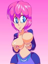 animated blue_eyes bouncing_breasts breasts clara female hair large_breasts nevarky pink_hair wide_hips