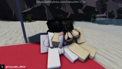 1boy 1girls 3d animated beach big_breasts bikini catsulithr34 handjob roblox roblox_avatar roblox_studio robloxian self_upload tagme twitter_username video