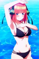 ai_generated belly_button bikini breasts go-toubun_no_hanayome nakano_nino slim_waist stomach swimsuit water