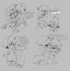 1boy 1girls absurd_res censored censored_text clothed dialogue dirty_talk femdom goth_girl monochrome parappa parappa_the_rapper rammy_lamb size_difference sony_interactive_entertainment submissive_male text um_jammer_lammy wamudraws