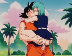 ai_generated ass_grab breasts bulma_briefs carried dragon_ball dragon_ball_(classic) goku ntr sex son_goku