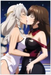 2females ai_generated grayfia_lucifuge high_school_dxd lesbian_couple lesbian_kiss lesbian_sex venelana_gremory yuri yuri yuri