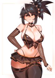 big_breasts black_hair choker cleavage cosplay female female_only fishnets fully_clothed halloween large_breasts lucia_(scott_malin) original original_character panties pyers173266 revealing_clothes skirt stockings tied_hair vampire