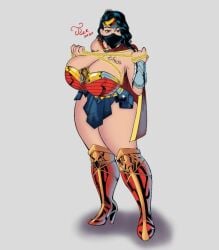 big_breasts breast_squeeze breasts busty chyna_chase cleavage comic fanart lasso_of_truth looking_at_viewer wonder_woman wonder_woman_(series)