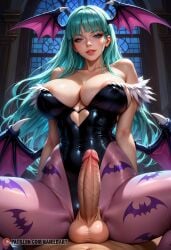 1futa ai_generated balls cock darkstalkers full-package_futanari futanari intersex morrigan_aensland naikedart penis pov solo_focus stable_diffusion testicles