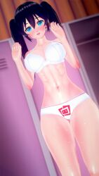 1girls 3d 3d_(artwork) 3d_model big_breasts black_hair blue_eyes blush breasts indoors latam_virtual_youtuber locker_room long_hair looking_at_viewer nipples nipples_visible_through_clothing shai_zoe shaizoe_ shaizoe_(character) shaizoe_(female) solo_female tagme thighs twintails underwear virtual_youtuber vtuber