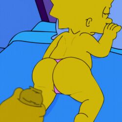 bed homer_simpson lisa_simpson masturbation nepwt no_bra pink_panties sleeping yellow_skin