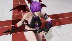 1girls bat bat_wings costume female gloves halloween halloween_costume king_of_fighters leather light-skinned_female light_skin long_hair pale_skin ponytail purple_hair shermie_(kof) shorts thick_thighs thighs tied_hair wide_hips wings