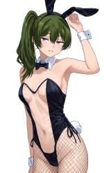 belly_button bunny_ears bunnysuit exposed_stomach green_hair sexy_armpits sousou_no_frieren stomach ubel_(sousou_no_frieren)