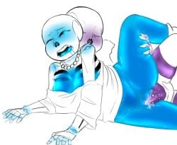 blush breasts ectobody ectobreasts female_sans from_behind_position sans sans_au sanscest slimeybonez underlust_sans