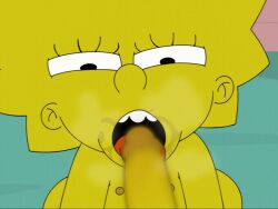 cum_on_mouth homer_simpson licking licking_penis lisa_simpson naked_female nepwt small_breasts yellow_skin