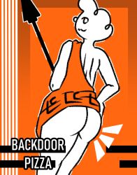 big_ass big_butt little_caesars male mascot orange_background sketch smug solo_focus solo_male spear toga twink vanveleca white_skin