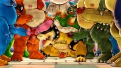 2024 3_toes 3d_(artwork) 4_fingers all_fours anthro aquatic armband avian balls bandai_namco big_balls big_muscles big_nipples big_pecs big_penis bird blindfold blue_body bodily_fluids bowser bracelet chest_tuft claws collar crocodile crocodilian digimon digimon_(species) digital_media_(artwork) donkey_kong_(series) dragon_ball dragon_koopa english_text exveemon faceless_character faceless_male feet fingers generation_3_pokemon genital_fluids genitals giran green_body group group_sex hi_res huge_balls huge_cock humanoid_genitalia humanoid_penis jewelry k_rool king_dedede kirby_(series) koopa kremling leaking_precum male male/male mario_bros moobs moonwulf moonwulf_(character) multicolored_body muscular musk musk_cloud musky_penis mythological_creature mythological_scalie mythology nintendo nipples onomatopoeia orange_body orgy overweight pecs penguin penis pokemon pokemon_(species) precum pubes reptile scalie sega sex shell sniffing sonic_(series) sonic_the_hedgehog_(series) sound_effects source_filmmaker_(artwork) spiked_armband spiked_bracelet spiked_collar spiked_shell spikes spikes_(anatomy) text thick_arms thick_thighs toes tuft two_tone_body vector_the_crocodile wailord white_claws yellow_body