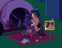 2d ahe_gao ambiguous_gender anal anal_penetration anal_sex animal_ears anthro anthro_ambiguous anthro_male anthro_only anthro_penetrated anthro_penetrating anthro_penetrating_ambiguous anthro_penetrating_anthro ass_up blue_hair bodily_fluids cat_ears cross_section cum cum_in_ass cum_inside detailed_background feathers feline harpy jack-o'_pose magpie_(oneshot) male male_penetrating male_penetrating_anthro maykez niko_(oneshot) oneshot open_mouth penetration scarf sex_from_behind sex_toy smile tagme thigh_highs tongue tongue_out watermark x-ray yellow_sclera